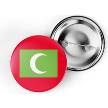 İberk 5 Adet - 44 mm Iğneli Çanta Rozeti - Vektörel Ülke Bayraklı Maldives Maldivler Bayrağı