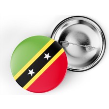 İberk 5 Adet - 44 mm Iğneli Çanta Rozeti - Vektörel Ülke Bayraklı Saint Kitts And Nevis Saint Kitts ve Nevis Bayrağı