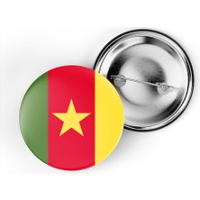 İberk 5 Adet - 44 mm Iğneli Çanta Rozeti - Vektörel Ülke Bayraklı Cameroon Kamerun Bayrağı