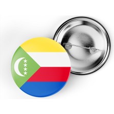 İberk 5 Adet - 44 mm Iğneli Çanta Rozeti - Vektörel Ülke Bayraklı Comoros Komorlar Bayrağı