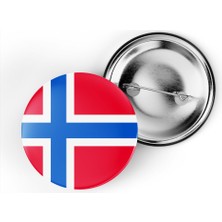 İberk 5 Adet - 44 mm Iğneli Çanta Rozeti - Vektörel Ülke Bayraklı Norway Norveç Bayrağı