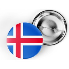 İberk 5 Adet - 44 mm Iğneli Çanta Rozeti - Vektörel Ülke Bayraklı Iceland Izlanda Bayrağı