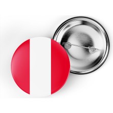 İberk 5 Adet - 44 mm Iğneli Çanta Rozeti - Vektörel Ülke Bayraklı Peru Bayrağı