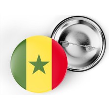 İberk 5 Adet - 44 mm Iğneli Çanta Rozeti - Vektörel Ülke Bayraklı Senegal Bayrağı