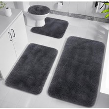 Kaymaz Taban Yıkanabilir Peluş Post 4’lü Banyo Halı Paspası 50X80 cm 40X60 cm
