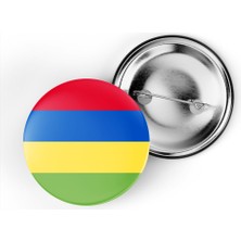 İberk 5 Adet - 44 mm Iğneli Çanta Rozeti - Vektörel Ülke Bayraklı Mauritius Bayrağı