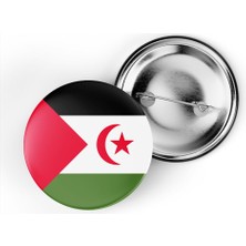 İberk 5 Adet - 44 mm Iğneli Çanta Rozeti - Vektörel Ülke Bayraklı Sahrawi Arab Democratic Republic Sahra Arap Demokratik Cumhuriyeti Bayrağı