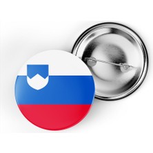 İberk 5 Adet - 44 mm Iğneli Çanta Rozeti - Vektörel Ülke Bayraklı Slovenia Slovenya Sloven Bayrağı