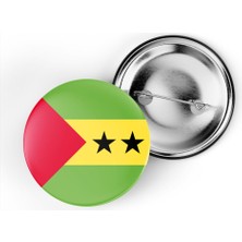 İberk 5 Adet - 44 mm Iğneli Çanta Rozeti - Vektörel Ülke Bayraklı Sao Tome And Principe São Tomé ve Príncipe Bayrağı