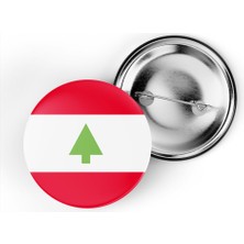 İberk 5 Adet - 44 mm Iğneli Çanta Rozeti - Vektörel Ülke Bayraklı Lebanon Lübnan Bayrağı