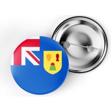 İberk 5 Adet - 44 mm Iğneli Çanta Rozeti - Vektörel Ülke Bayraklı Turks And Caicos Turks ve Caicos Adaları Bayrağı