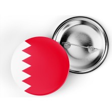 İberk 5 Adet - 44 mm Iğneli Çanta Rozeti - Vektörel Ülke Bayraklı Bahrain Bahreyn Bayrağı