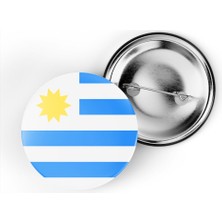 İberk 5 Adet - 44 mm Iğneli Çanta Rozeti - Vektörel Ülke Bayraklı Uruguay Bayrağı