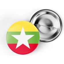 İberk 5 Adet - 44 mm Iğneli Çanta Rozeti - Vektörel Ülke Bayraklı Myanmar Bayrağı