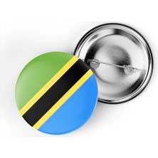 İberk 5 Adet - 44 mm Iğneli Çanta Rozeti - Vektörel Ülke Bayraklı Tanzania Tanzanya Bayrağı