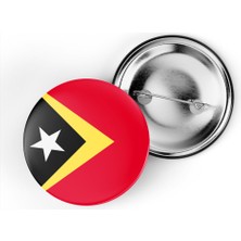 İberk 5 Adet - 44 mm Iğneli Çanta Rozeti - Vektörel Ülke Bayraklı East Timor Doğu Timor Bayrağı