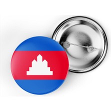 İberk 5 Adet - 44 mm Iğneli Çanta Rozeti - Vektörel Ülke Bayraklı Cambodia Kamboçya Bayrağı