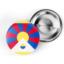 İberk 5 Adet - 44 mm Iğneli Çanta Rozeti - Vektörel Ülke Bayraklı Tibet Bayrağı