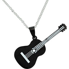 Diyez Müzik Siyah Akustik Gitar Kolye - Müzik Tutkunları Için Şık ve Minimalist Tasarım