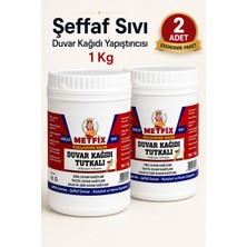 Metfix 2 Adet 1 kg Şeffaf Sıvı Ovalit Duvar Kağıdı Tutkalı Vinil Tekstil Kağıtları Yapıştırıcısı