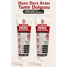 Metfix (2 Adet) Hazır Derz Arası Tamir Dolgusu - 380 gr Beyaz Fayans Seramik Derz Yenileme Yenileyici