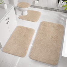 Kaymaz Taban Yıkanabilir Peluş Post 4’lü Banyo Halı Paspası 50X80 cm 40X60 cm