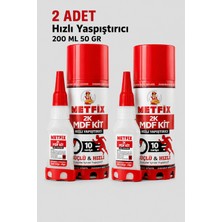 Metfix (2 Adet) 2k Mdf Hızlı Yapıştırıcı 200 ml Aktivatör + 50 gr Japon Yapıştırıcı Güçlü Hızlı Kuruyan