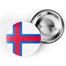 İberk 5 Adet - 44 mm Iğneli Çanta Rozeti - Vektörel Ülke Bayraklı Faroe Islands Faroe Adaları Bayrağı