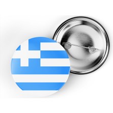 İberk 5 Adet - 44 mm Iğneli Çanta Rozeti - Vektörel Ülke Bayraklı Greece Yunanistan Yunan Bayrağı