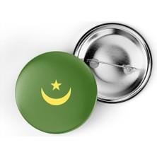 İberk 5 Adet - 44 mm Iğneli Çanta Rozeti - Vektörel Ülke Bayraklı Mauritania Moritanya Bayrağı