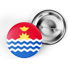 İberk 5 Adet - 44 mm Iğneli Çanta Rozeti - Vektörel Ülke Bayraklı Kiribati Bayrağı