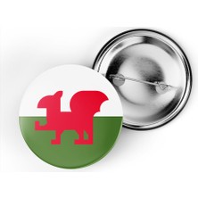 İberk 5 Adet - 44 mm Iğneli Çanta Rozeti - Vektörel Ülke Bayraklı Wales Galler Galli Bayrağı