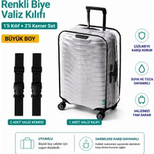 Trink Çanta Şeffaf Valiz Koruyucu Kılıf ve Valiz  Kemeri * 2 Adet  * Siyah - Büyük