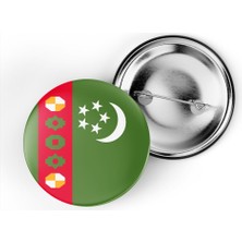 İberk 5 Adet - 44 mm Iğneli Çanta Rozeti - Vektörel Ülke Bayraklı Turkmenistan Türkmenistan Bayrağı
