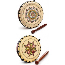 Wolawood Mandala Desenli Şaman Davulu – Özel Üretim Bohem Otantik Dekoratif Ahşap El Yapımı Meditasyon & Yoga Dekoru