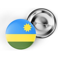 İberk 5 Adet - 44 mm Iğneli Çanta Rozeti - Vektörel Ülke Bayraklı Rwanda Ruanda Bayrağı