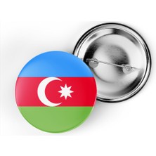 İberk 5 Adet - 44 mm Iğneli Çanta Rozeti - Vektörel Ülke Bayraklı Azerbaijan Azerbaycan Bayrağı