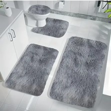 Kaymaz Taban Yıkanabilir Peluş Post 4’lü Banyo Halı Paspası 50X80 cm 40X60 cm