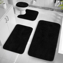 Kaymaz Taban Yıkanabilir Peluş Post 4’lü Banyo Halı Paspası 50X80 cm 40X60 cm