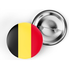İberk 5 Adet - 44 mm Iğneli Çanta Rozeti - Vektörel Ülke Bayraklı Belgium Belçika Bayrağı