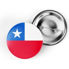 İberk 5 Adet - 44 mm Iğneli Çanta Rozeti - Vektörel Ülke Bayraklı Chile Şili Bayrağı