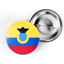 İberk 5 Adet - 44 mm Iğneli Çanta Rozeti - Vektörel Ülke Bayraklı Ecuador Ekvador Bayrağı