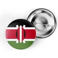 İberk 5 Adet - 44 mm Iğneli Çanta Rozeti - Vektörel Ülke Bayraklı Kenya Bayrağı