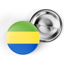 İberk 5 Adet - 44 mm Iğneli Çanta Rozeti - Vektörel Ülke Bayraklı Gabon Bayrağı