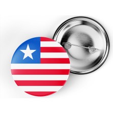 İberk 5 Adet - 44 mm Iğneli Çanta Rozeti - Vektörel Ülke Bayraklı Liberia Liberya Bayrağı