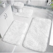 Kaymaz Taban Yıkanabilir Peluş Post 4’lü Banyo Halı Paspası 50X80 cm 40X60 cm