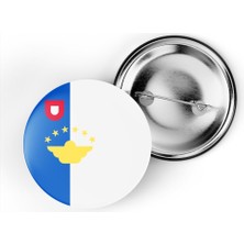İberk 5 Adet - 44 mm Iğneli Çanta Rozeti - Vektörel Ülke Bayraklı Azores Islands Azor Adaları Bayrağı