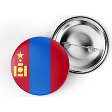 İberk 5 Adet - 44 mm Iğneli Çanta Rozeti - Vektörel Ülke Bayraklı Mongolia Moğolistan Moğol Bayrağı