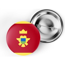 İberk 5 Adet - 44 mm Iğneli Çanta Rozeti - Vektörel Ülke Bayraklı Montenegro Karadağ Bayrağı