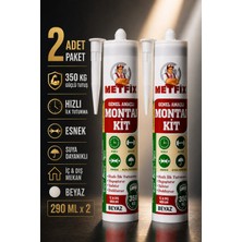 Metfix 2 Adet Beyaz Genel Amaçlı Montaj Yapıştırıcısı 290 ml Banyo Dolap Fayans Mermer Korniş Evye Ayna